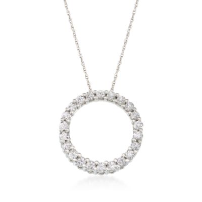 1.00 ct. t.w. Diamond Circle Pendant Necklace in 14kt White Gold. 18" &mdash; Alt Image 1