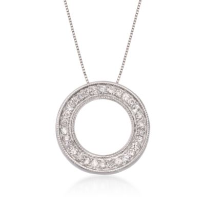 .50 ct. t.w. Diamond Open Circle Pendant Necklace in 14kt White Gold. 16" &mdash; Alt Image 1