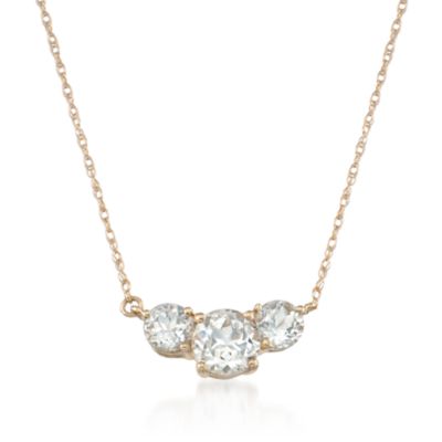 2.47 ct. t.w. White Topaz Three-Stone Pendant Necklace in 14kt Yellow Gold. 18" &mdash; Alt Image 1