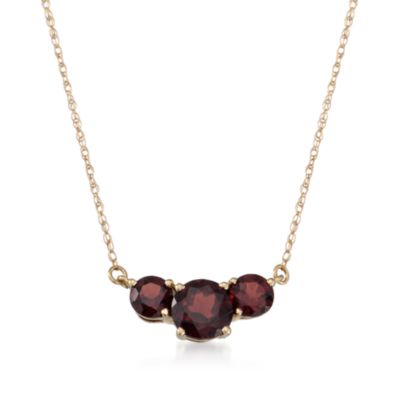 2.84 ct. t.w. Garnet Three- Stone Pendant Necklace in 14kt Yellow Gold. 18" &mdash; Alt Image 1