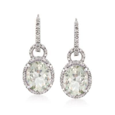 4.50 ct. t.w. Green Amethyst and .15 ct. t.w. Diamond Drop Earrings in Sterling Silver &mdash; Alt Image 1