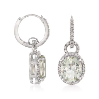 4.50 ct. t.w. Green Amethyst and .15 ct. t.w. Diamond Drop Earrings in Sterling Silver &mdash; Alt Image 3