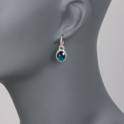 6.40 ct. t.w. London Blue Topaz and .15 ct. t.w. Diamond Drop Earrings in Sterling Silver &mdash; Alt Image 2
