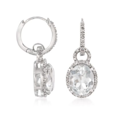 6.45 ct. t.w. White Topaz and .15 ct. t.w. Diamond Drop Earrings in Sterling Silver &mdash; Alt Image 3