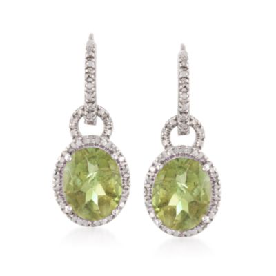 5.80 ct. t.w. Peridot and .15 ct. t.w. Diamond Drop Earrings in Sterling Silver &mdash; Alt Image 1