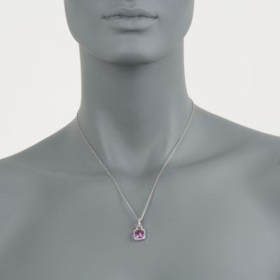 2.55 Carat Pink Topaz Pendant Necklace With Diamonds in Sterling Silver. 18" &mdash; Alt Image 2