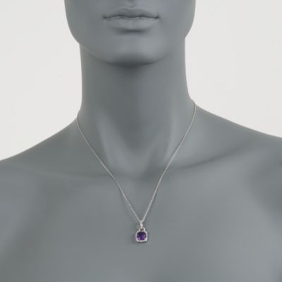2.10 Carat Purple Amethyst Pendant Necklace With Diamonds in Sterling Silver. 18" &mdash; Alt Image 2