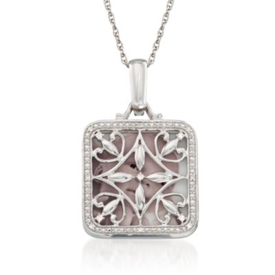 .10 ct. t.w. Diamond Square Locket Pendant Necklace in Sterling Silver. 18" &mdash; Alt Image 1