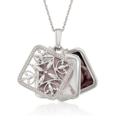 .10 ct. t.w. Diamond Square Locket Pendant Necklace in Sterling Silver. 18" &mdash; Alt Image 3