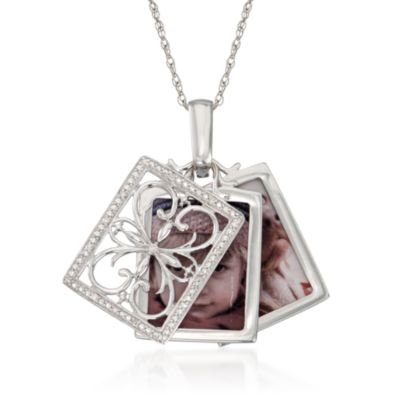 .10 ct. t.w. Diamond Square Locket Pendant Necklace in Sterling Silver. 18" &mdash; Alt Image 3
