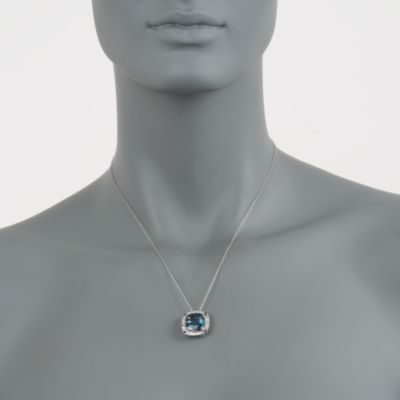 7.50 Carat London Blue Topaz and Diamond Pendant Necklace in 14kt White Gold. 18" &mdash; Alt Image 2