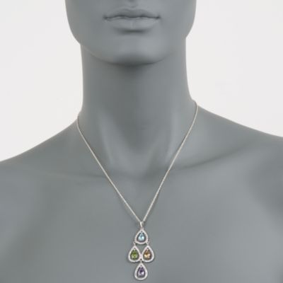 2.95 ct. t.w. Multi-Gem Chandelier Necklace With Diamonds in Sterling Silver. 18" &mdash; Alt Image 2
