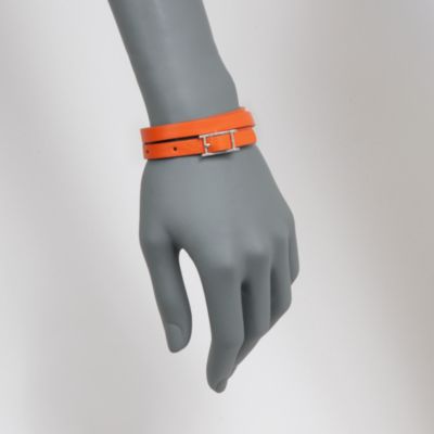 .24 ct. t.w. Diamond Orange Leather Wrap Bracelet in Sterling Silver &mdash; Alt Image 2