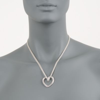 .96 ct. t.w. Diamond Open Heart Necklace in Sterling Silver. 18" &mdash; Alt Image 2