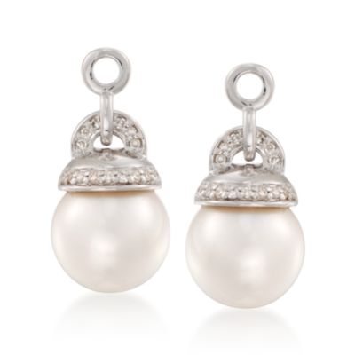 9-9.5mm Pearl and .10 ct. t.w. Diamond Drop Earring Jackets in Sterling Silver &mdash; Alt Image 1