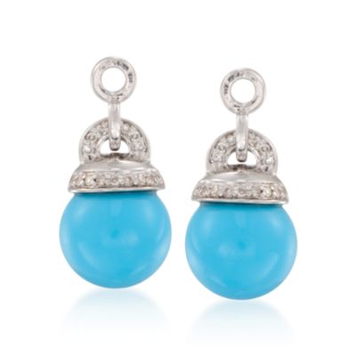 Turquoise and .10 ct. t.w. Diamond Drop Earring Jackets in Sterling Silver &mdash; Alt Image 1