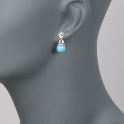 Turquoise and .10 ct. t.w. Diamond Drop Earring Jackets in Sterling Silver &mdash; Alt Image 2