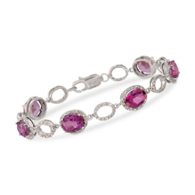 14.83 ct. t.w. Pink Topaz and .34 ct. t.w. Diamond Bracelet in . 7" &mdash; Alt Image 1