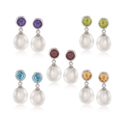 5-Pair Set of 5.20 ct. t.w. Multi-Gem and Pearl Earrings in Sterling Silver &mdash; Alt Image 1