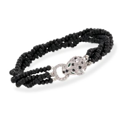 3.75 ct. t.w. Multi-Gemstone Panther Black Spinel Multi-Strand Bracelet in Sterling Silver. 7" &mdash; Alt Image 1