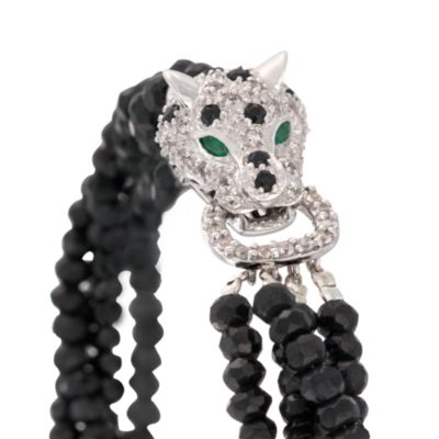 3.75 ct. t.w. Multi-Gemstone Panther Black Spinel Multi-Strand Bracelet in Sterling Silver. 7" &mdash; Alt Image 3