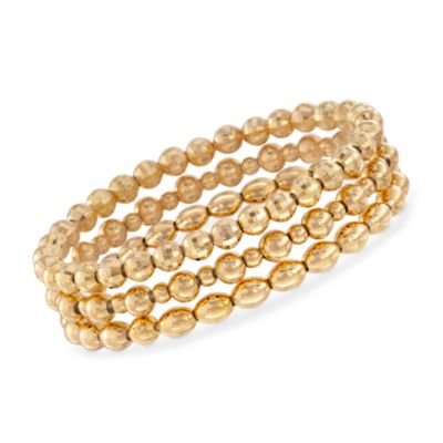Set of 3 Italian 18kt Gold Over Sterling Bead Bracelets &mdash; Alt Image 1