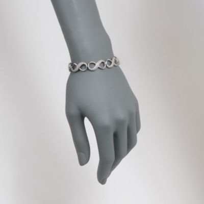 1.00 ct. t.w. Diamond Figure-Eight Bracelet in Sterling Silver. 7" &mdash; Alt Image 2