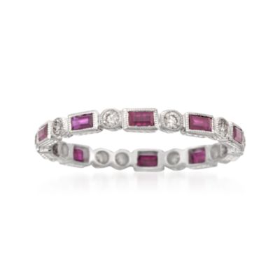 .50 ct. t.w. Ruby and .20 ct. t.w. Damond Eternity Band in 18kt White Gold &mdash; Alt Image 1