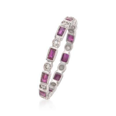 .50 ct. t.w. Ruby and .20 ct. t.w. Damond Eternity Band in 18kt White Gold &mdash; Alt Image 3