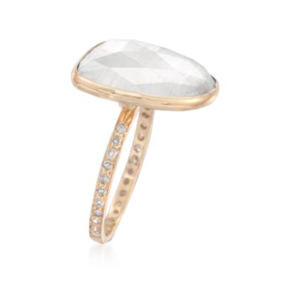 Moonstone and .28 ct. t.w. Diamond Ring in 14kt Yellow Gold &mdash; Alt Image 3