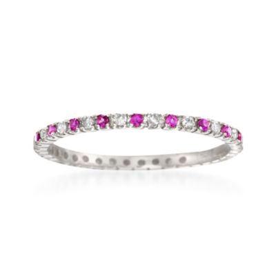 .20 ct. t.w. Ruby and .15 ct. t.w. Diamond Eternity Band Ring in 14kt White Gold &mdash; Alt Image 1