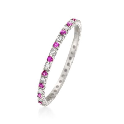 .20 ct. t.w. Ruby and .15 ct. t.w. Diamond Eternity Band Ring in 14kt White Gold &mdash; Alt Image 3