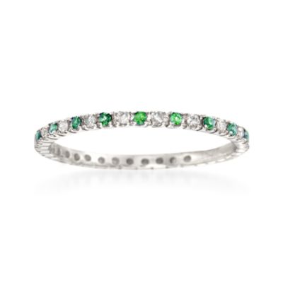 .20 ct. t.w. Emerald and .15 ct. t.w. Diamond Eternity Band Ring in 14kt White Gold &mdash; Alt Image 1