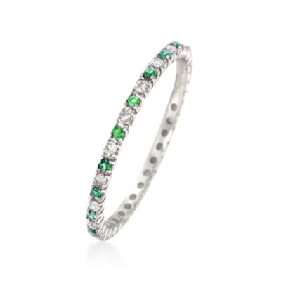.20 ct. t.w. Emerald and .15 ct. t.w. Diamond Eternity Band Ring in 14kt White Gold &mdash; Alt Image 3