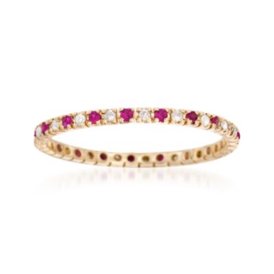 .20 ct. t.w. Ruby and .15 ct. t.w. Diamond Eternity Band Ring in 14kt Yellow Gold &mdash; Alt Image 1