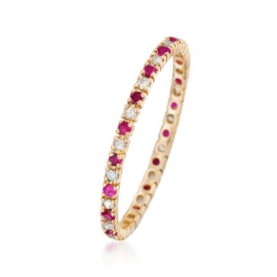 .20 ct. t.w. Ruby and .15 ct. t.w. Diamond Eternity Band Ring in 14kt Yellow Gold &mdash; Alt Image 3