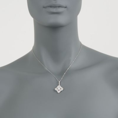 1.15 ct. t.w. Diamond Floral Pendant Necklace in 18kt White Gold. 16" &mdash; Alt Image 2
