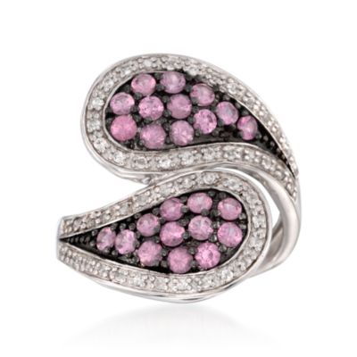 Pink Spinel and .30 ct. t.w. White Zircon Wrap Ring in Sterling Silver &mdash; Alt Image 1