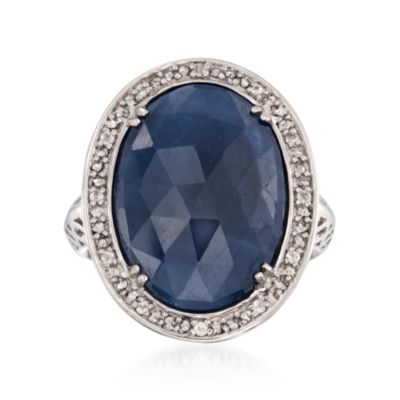 7.65 Carat Sapphire and .10 ct. t.w. White Zircon Ring in Sterling Silver &mdash; Alt Image 1