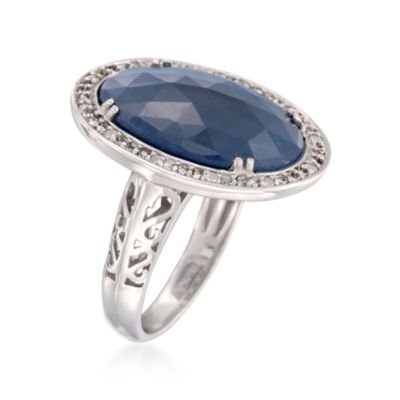 7.65 Carat Sapphire and .10 ct. t.w. White Zircon Ring in Sterling Silver &mdash; Alt Image 3
