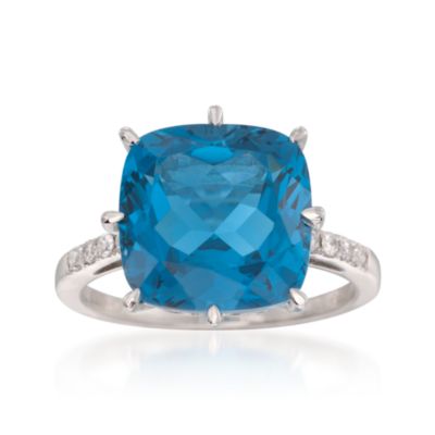 8.50 Carat London Blue Topaz Ring With .12 ct. t.w. Diamonds in Sterling Silver &mdash; Alt Image 1