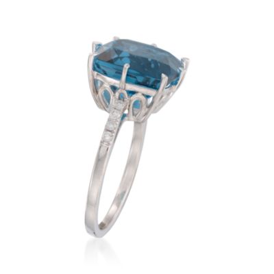 8.50 Carat London Blue Topaz Ring With .12 ct. t.w. Diamonds in Sterling Silver &mdash; Alt Image 3