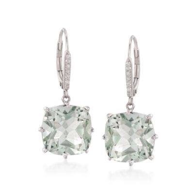 13.60 ct. t.w. Green Amethyst and .10 ct. t.w. Diamond Drop Earrings in Sterling Silver &mdash; Alt Image 1
