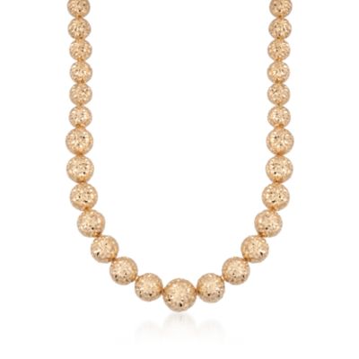 C. 1990 Vintage 14kt Yellow Gold Graduated Bead Necklace. 17.5" &mdash; Alt Image 1