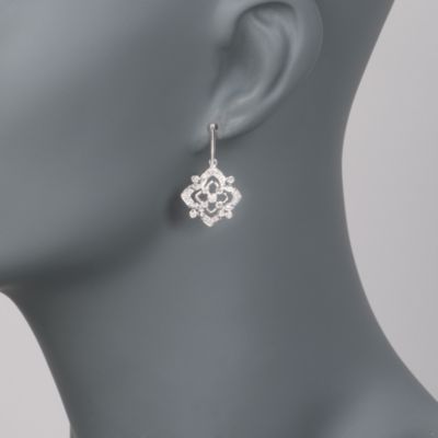 .33 ct. t.w. Diamond Floral Drop Earrings in Sterling Silver &mdash; Alt Image 2