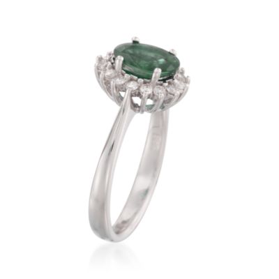 1.00 Carat Emerald and .25 ct. t.w. Diamond Ring in 14kt White Gold &mdash; Alt Image 3
