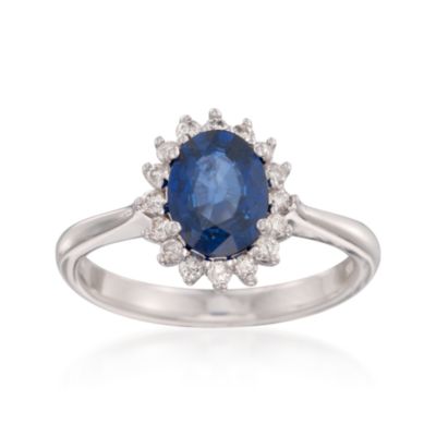 1.60 Carat Sapphire and .25 ct. t.w. Diamond Ring in 14kt White Gold &mdash; Alt Image 1
