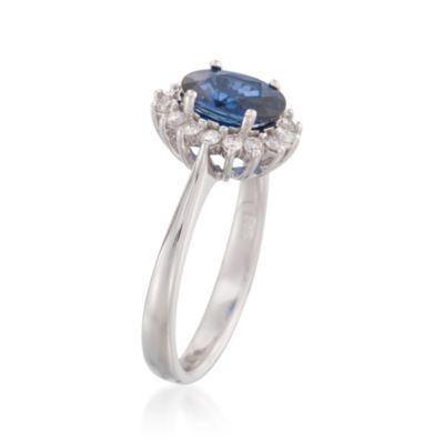 1.60 Carat Sapphire and .25 ct. t.w. Diamond Ring in 14kt White Gold &mdash; Alt Image 3