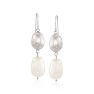 Cultured Pearl Drop Earrings in Sterling Silver &mdash; Alt Image 1