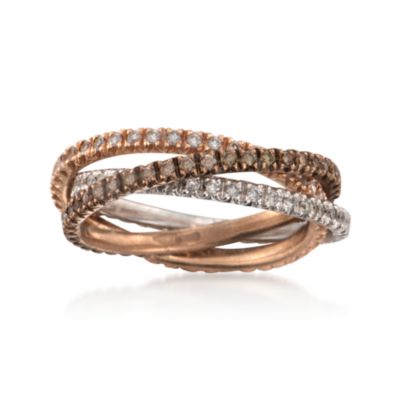1.00 ct. t.w. White and Brown Diamond Rolling Ring in 18kt Tricolored Gold &mdash; Alt Image 1